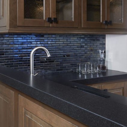 Shimmer Lagoon Glass Tile Kitchen Backsplash from Arizona Tile