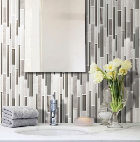 Soh Glass Stone Stack Bathroom Tile Backsplash From Arizona Tile