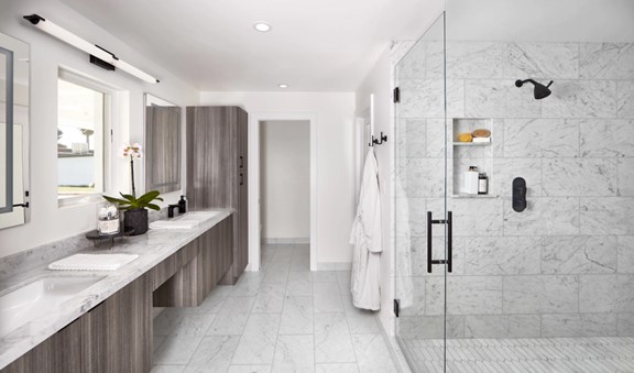 City Grey Polished Marble Stone Bathroom Corner Shelf